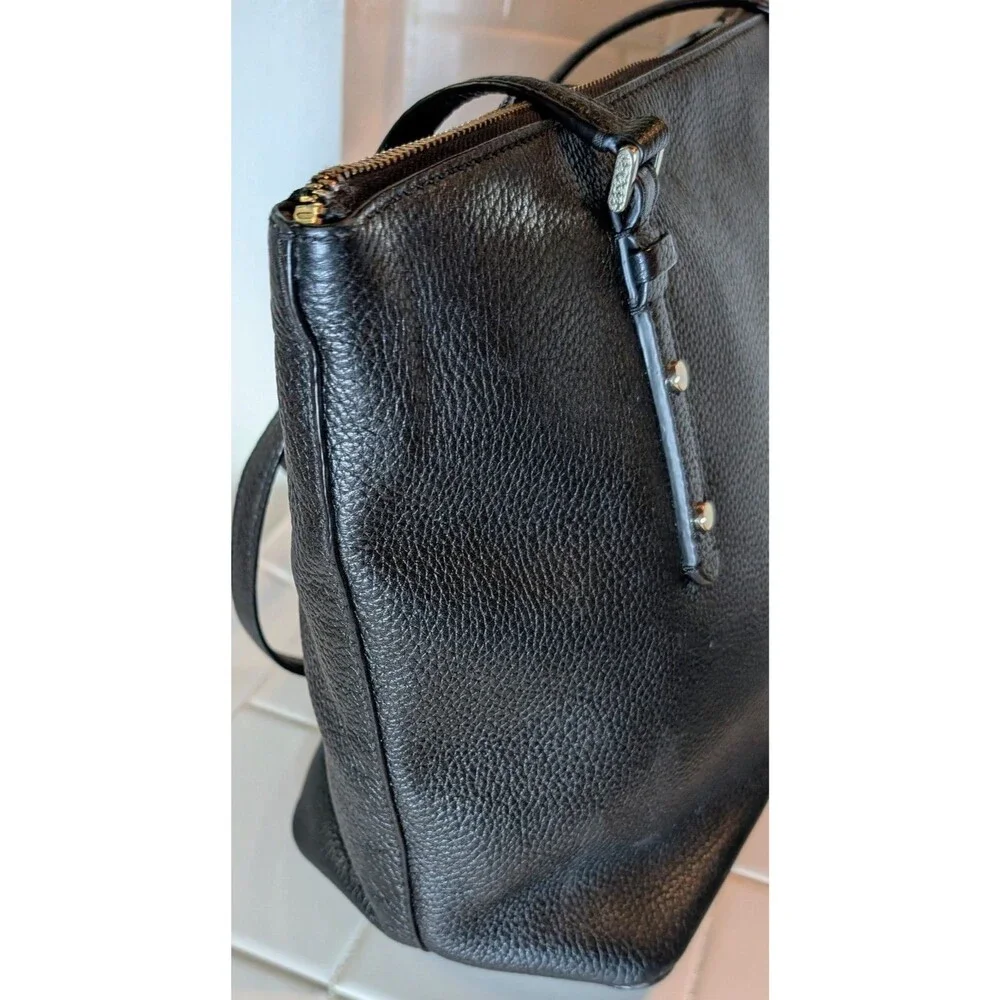 Kate Spade Black Pebbled Leather Shoulder Tote Bag Zip Top Designer